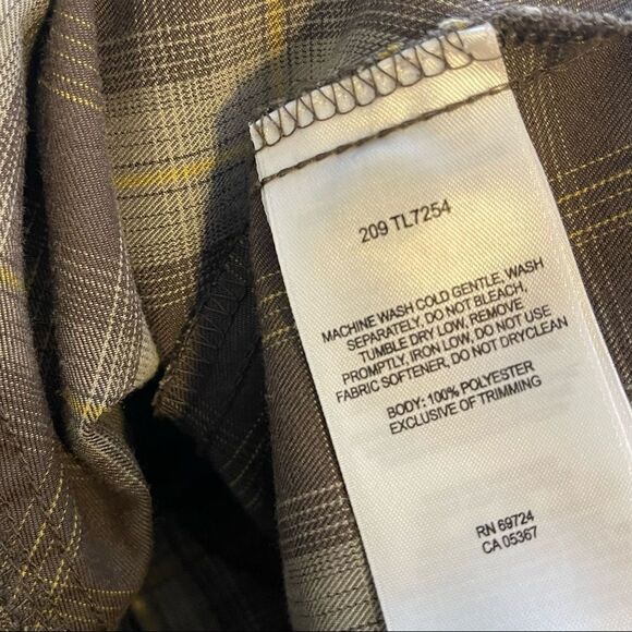 Columbia Women's Medium Brown/Cream/Gold Plaid Long Sleeve Hoodie Shirt - Picture 5 of 6